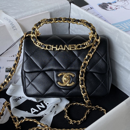 Мини чанта през рамо от агнешка кожа на Chanel черна As3748