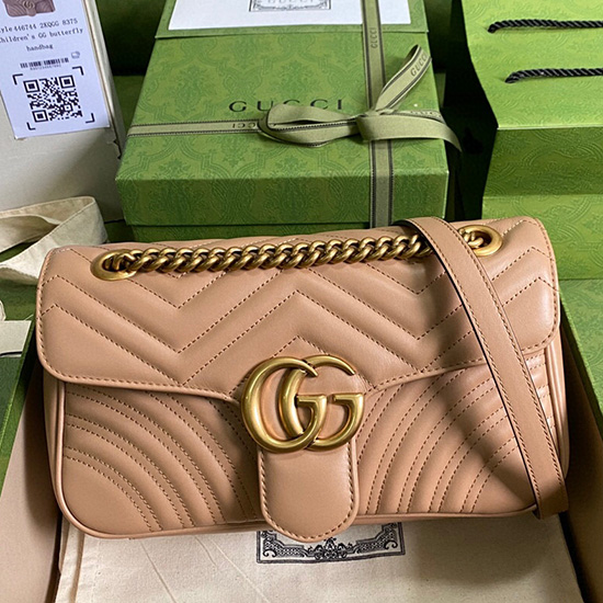 бежова чанта през рамо Gucci Gg Marmont Matelasse 443497