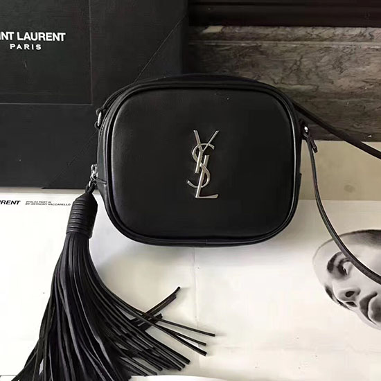 блогърска чанта с монограм на Saint Laurent от черна кожа 425317