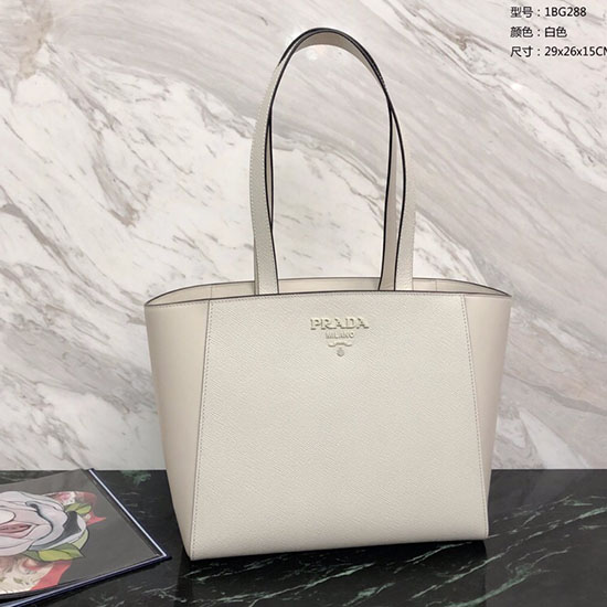 бяла чанта Prada Saffiano от кожа 1bg288