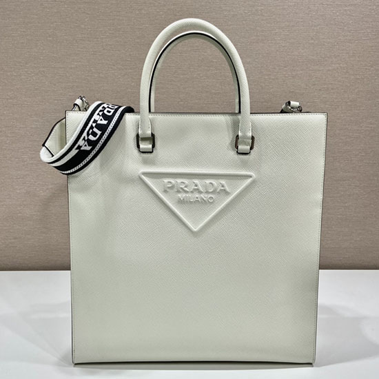 бяла чанта Prada Saffiano от кожа 2vg084