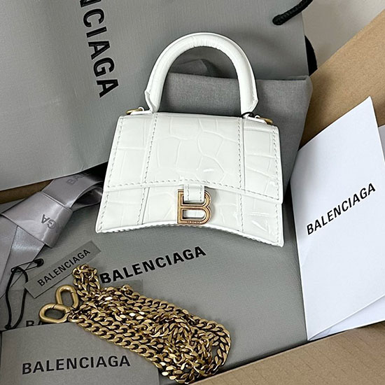 бяла чанта с пясъчен часовник Balenciaga с горна дръжка B664676