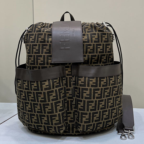 голяма кафява раница Fendi Ff Jacquard F8583