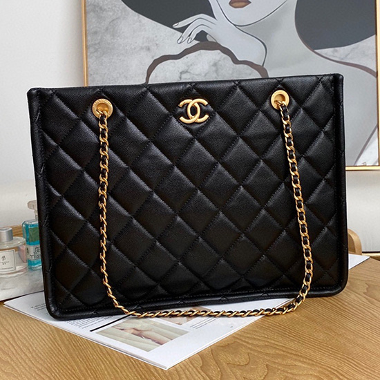 голяма пазарска чанта Chanel черна As2360