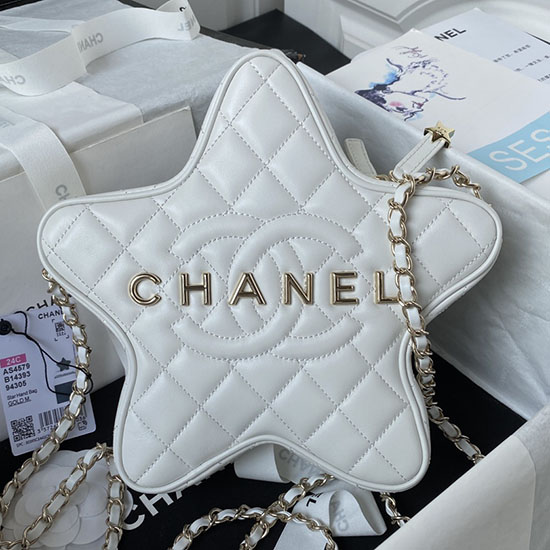 дамска чанта със звезда на Chanel бяла As4579