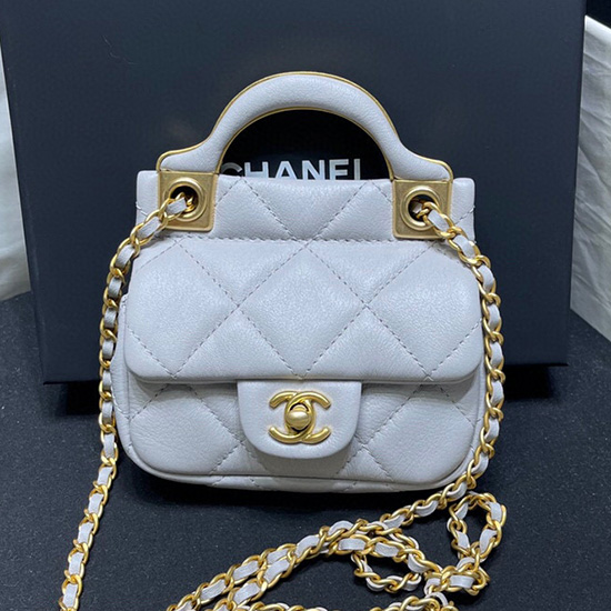 картодържател с капак на Chanel с верижка сив Ap2271