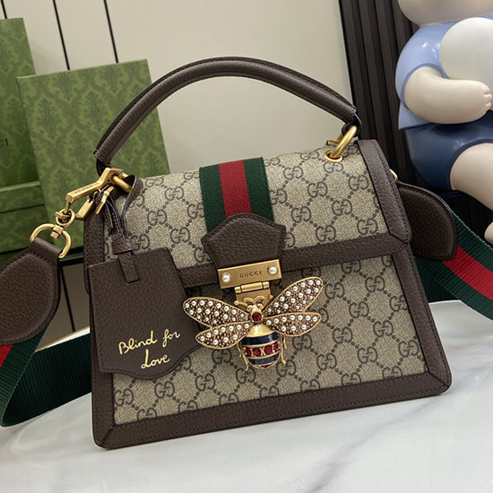 кафява чанта през рамо Gucci Small Gg Supreme Queen Margaret 476541