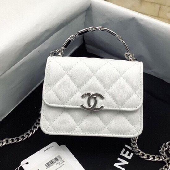 клъч Chanel с верига бял Ap2758