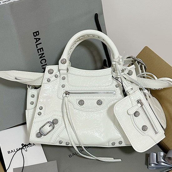 кожена чанта Balenciaga Neo Classic City Xs Tote бяла B700941