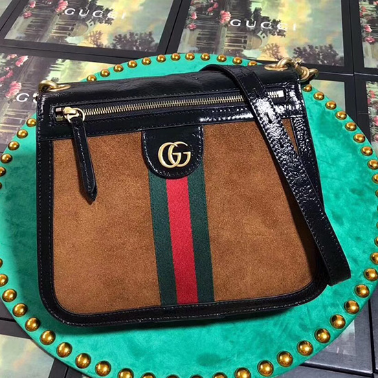 кожена чанта през рамо Gucci кафява 523658