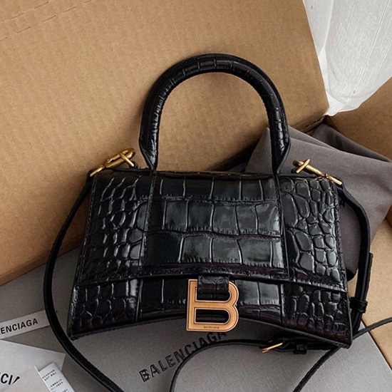 кожена чанта тип пясъчен часовник Balenciaga с крокодил B59356b1