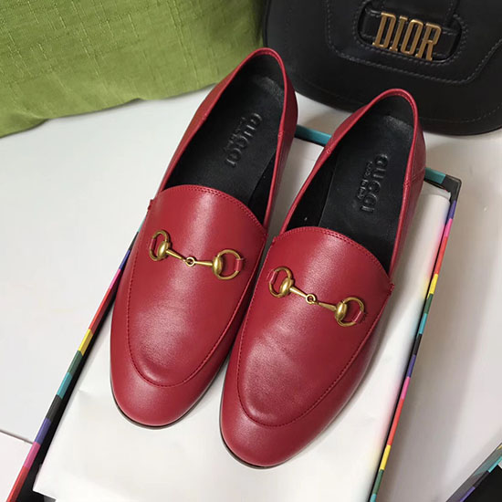 кожени мокасини от телешка кожа Gucci червени Gs02