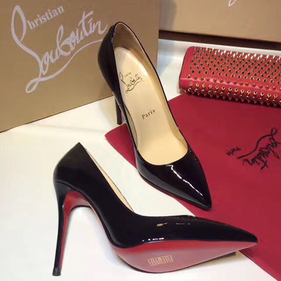 лачени обувки на висок ток на Christian Louboutin черни Cl004