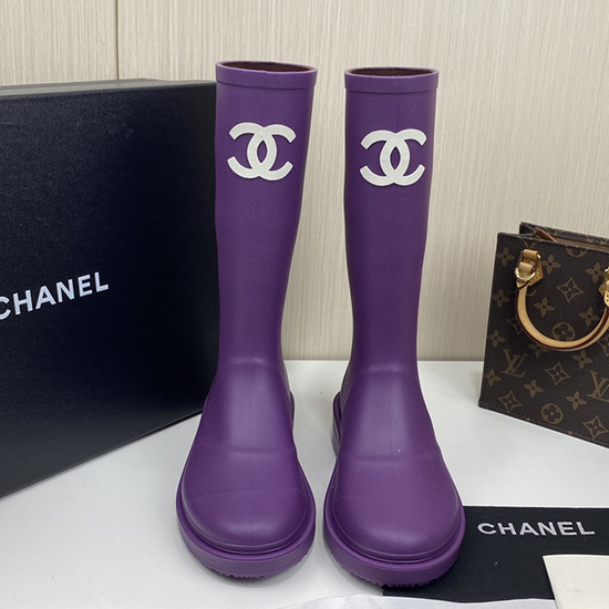 лилави ботуши Chanel Wellington Cs02171