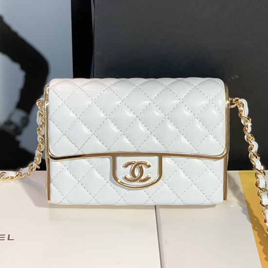 малка вечерна чанта Chanel бяла със злато As3308