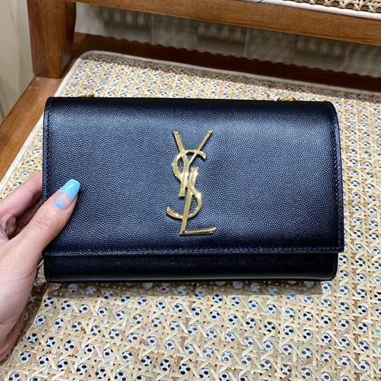 малка чанта Saint Laurent Kate черна със злато 469390