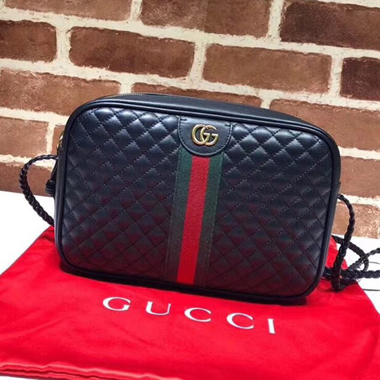 малка чанта през рамо от ламинирана кожа Gucci черна 541051