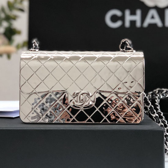 мини вечерна чанта на Chanel сребро A99139