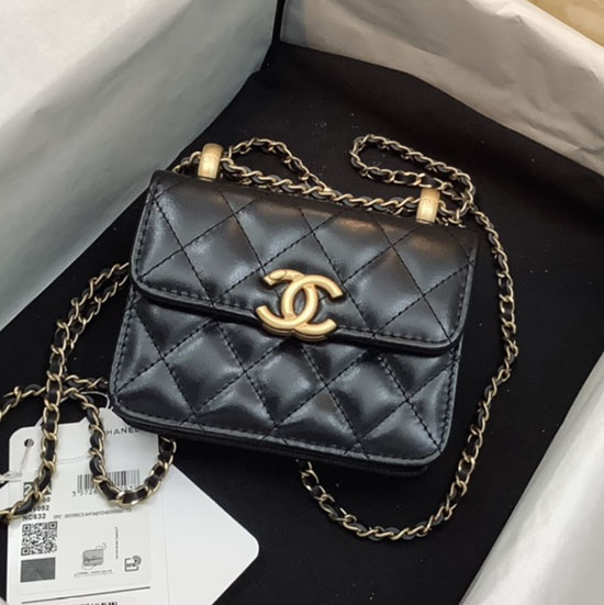 мини портфейл Chanel на верижка черен Ap2290