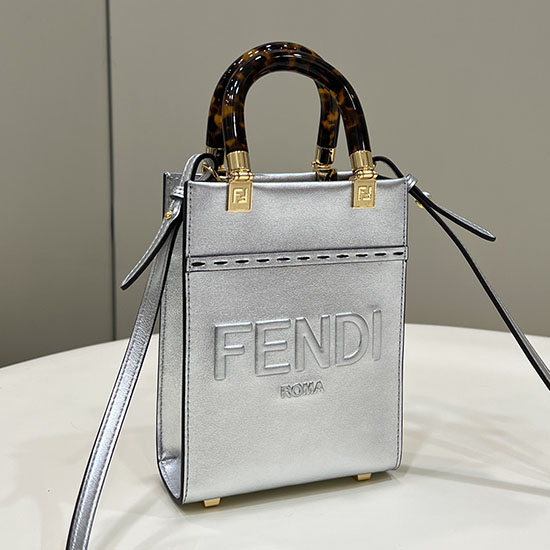 мини чанта Fendi Sunshine сребърна F8376