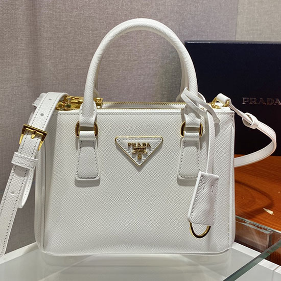 мини чанта от кожа Prada Galleria Saffiano бяла 1ba906