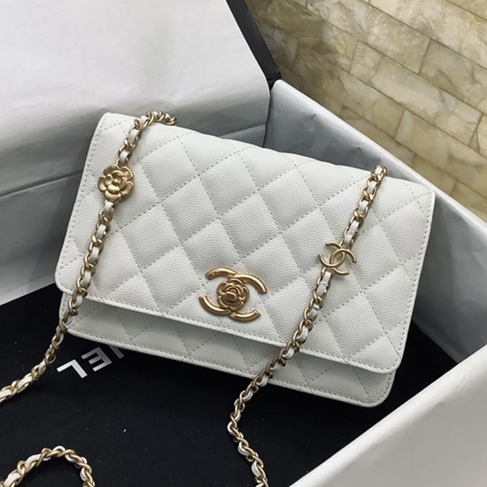 портфейл Chanel на верижка бял Ap3580