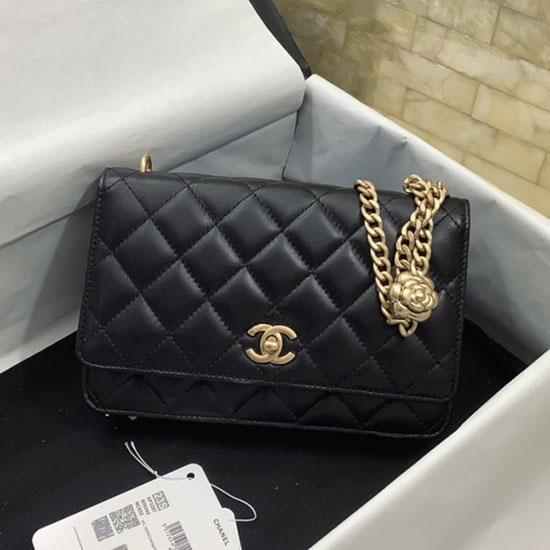 портфейл Woc от агнешка кожа на Chanel черен Ap3297