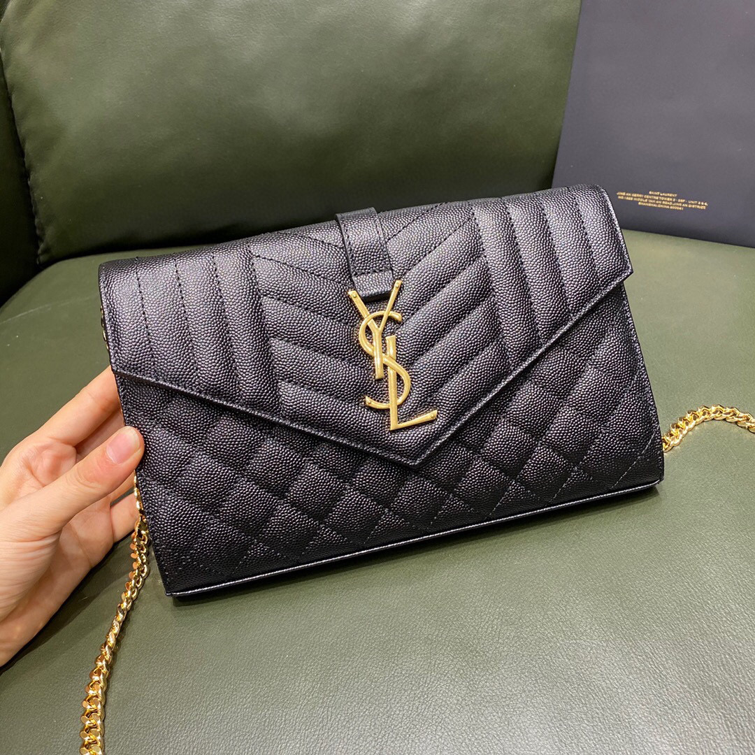 портфейл с верига с монограм на Saint Laurent черен 620280