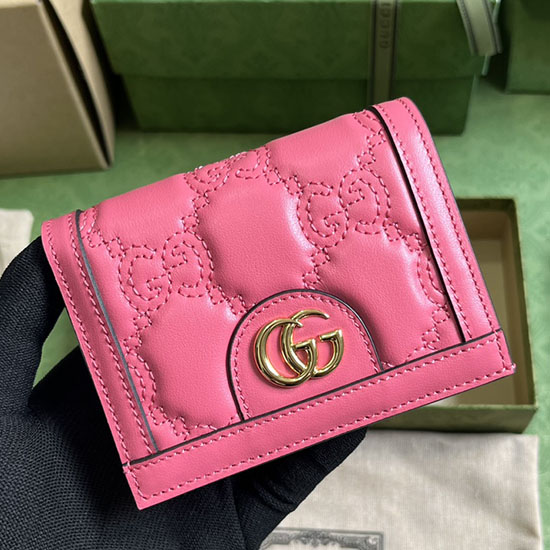 розов кожен портфейл Gucci 723786