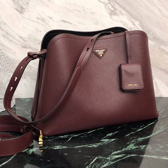 ръчна чанта Matinee от кожа Prada Saffiano бордо 1ba249