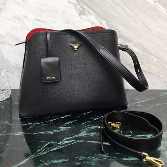 ръчна чанта Matinee от кожа Prada Saffiano черна 1ba249