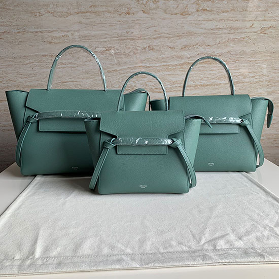 светлозелена чанта за колан от зърнеста телешка кожа Celine Cb202428