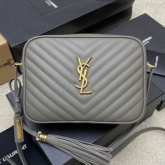 сива чанта за фотоапарат Saint Laurent Lou 520534