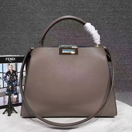 чанта Fendi Peekaboo сива оригинална кожа F280504