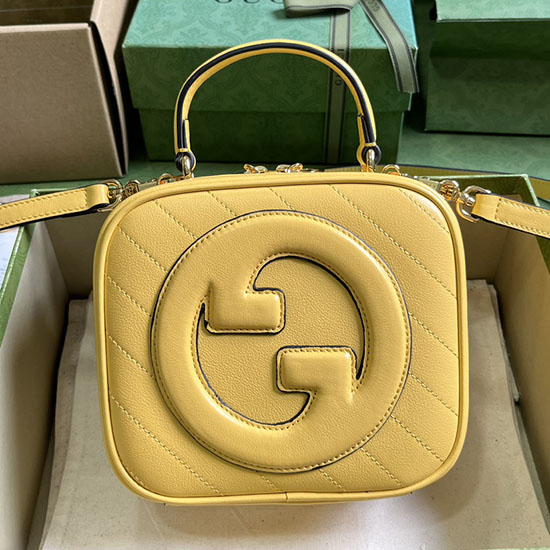 чанта Gucci Blondie с горна дръжка жълта 744434