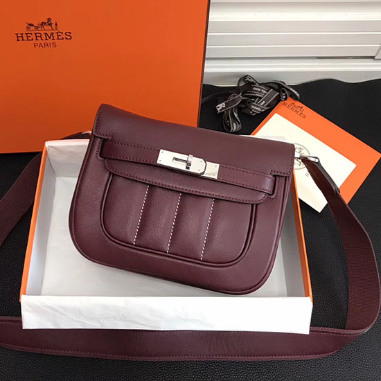 чанта Hermes Berline от бърза кожа в бордо H90081