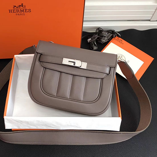 чанта Hermes Berline от сива бърза кожа H90081