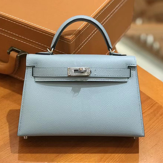 чанта Hermes Mini Kelly Ii Bleu Lin H82401