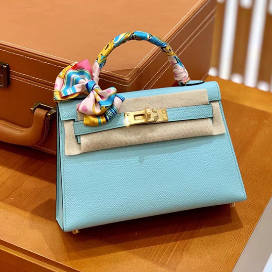 чанта Hermes Mini Kelly Ii Blue Atoll H82401