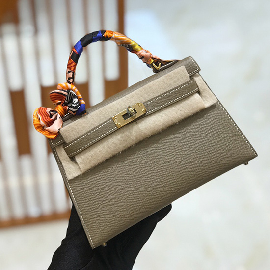 чанта Hermes Mini Kelly Ii Etoupe H82401