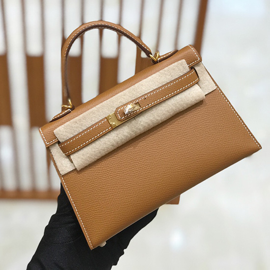 чанта Hermes Mini Kelly Ii златисто кафява H82401