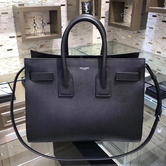 чанта Saint Laurent Sac De Jour от черна зърнеста кожа 378299