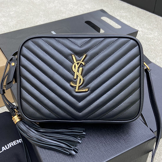 чанта за камера Saint Laurent Lou черна със злато 520534