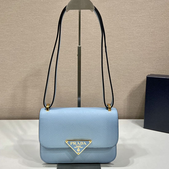 чанта за рамо Prada Embleme Saffiano синя 1bd320