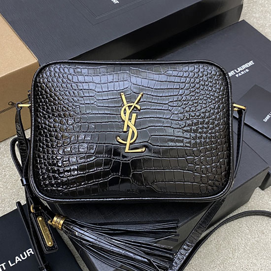 чанта за фотоапарат Saint Laurent Lou крокодил 520534