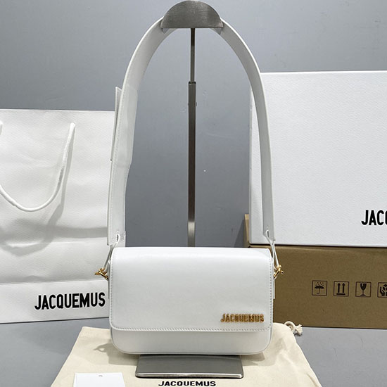 чанта през рамо с лого и плака Jacquemus Le Carinu бяла J2038