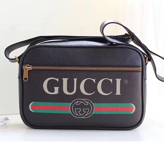 чанта през рамо с принт на Gucci черна 523589