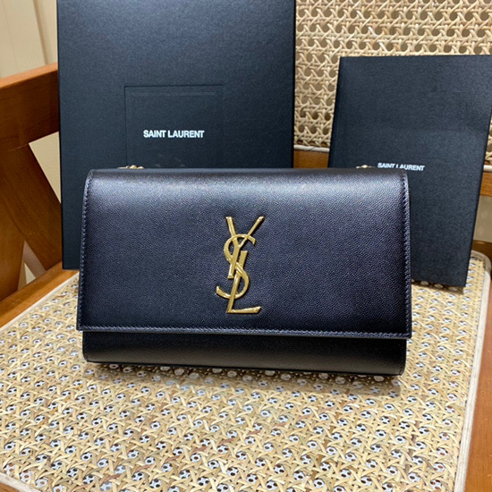 чанта с верига Saint Laurent Kate 24 черна със злато 354021