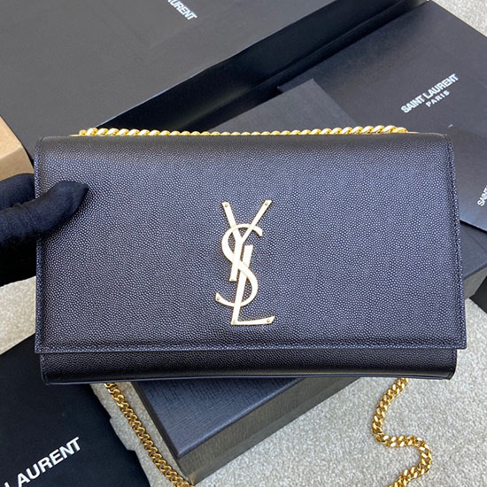 чанта с верига Saint Laurent Kate 24 черна със злато 354021