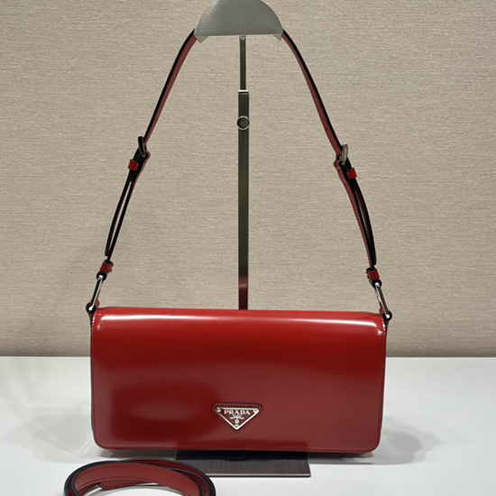 червена дамска чанта Prada от полирана кожа Prada 1bd323